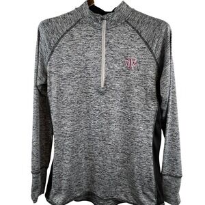 Texas A&M Aggies Womens Lg 1/4 Zip Pullover Gray Long Sleeve Athletic Top Jacket